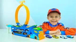 АВТОВОЗ Хот Вилс с Петлёй и Трамплином - Даник играет с Hot Wheels Stunt & Go Truck