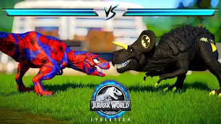 Spiderman TREX, Green Alien, Captain America, Hulk, Batman, Ironman Dinosaurs Fighting in JWE