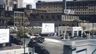 [4k,60fps] -1940s- Newark, New Jersey Side View From Sky Train in Color & Added Sound