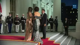 President Obama and the First Lady Welcome Prime Minister Renzi and Mrs. Landini of Italy