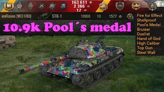 STB-1 🔝 10908 dmg, 10 kills, 1577 exp, 3130 block, Pool's Medal, Steel Wall 🔝 World of Tanks ✔️