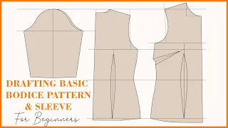 How To Draft Basic Bodice Pattern With Darts For BEGINNERS | Sleeve Drafting Tutorial