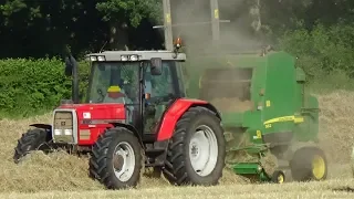 Baling Hay with Massey Ferguson 6180 & JD 582 Baler - Hay Making 2019