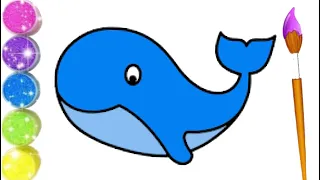 Drawing cute WHALE for children | Bolalar uchun yoqimli kit chizish | Рисунок милого КИТА для детей