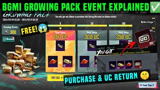 BGMI GROWING PACK EVENT EXPLAIN / GROWING PACK BGMI ME UC KAISE LE / GROWING PACK PURCHASE UC RETURN