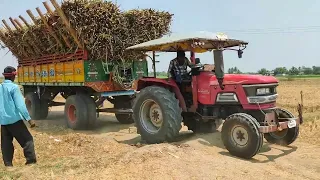 sugarcane tractor stuck in mud pulling by swaraj 744 fe tractor / Come For Village / tractor / jcb