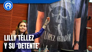 Lilly Téllez y su 'performance' en el Senado por playera de la Santa Muerte