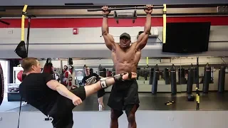 Bobby Lashley Gets Kicked by a Kickboxing Professional | Intense Training