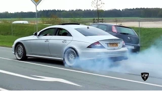 Mercedes-Benz CLS 55 AMG BURNOUT & Drag Racing! LOUD Exhaust Sounds!!