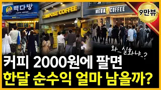 카페 프랜차이즈의 창업비용, 평균매출, 평균순익 전격분석