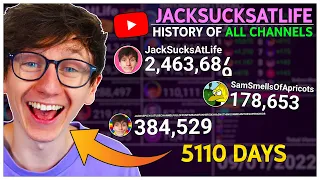 All JackSucksAtLife channels - Subscriber History: Every Day (2008 - 2022)