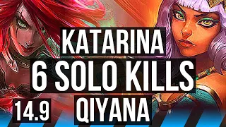 KATARINA vs QIYANA (MID) | 6 solo kills, 14/2/4, 1000+ games, Legendary | BR Diamond | 14.9