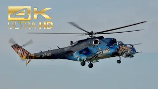 (4K) Mil Mi-24V Hind from the Czech Air Force arrival at Sanicole Air Show Air Base EBLE