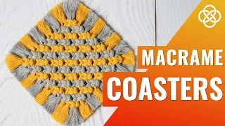 Two tone macrame coasters tutorial | Boho Room Decor | Easy Macrame Coasters