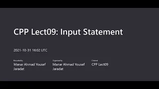 CPP Lect09:  Input Statement