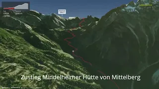 Zustieg Mindelheimer Hütte von Mittelberg ∆ hiking trails ∆ 3d-trail.com/austria/