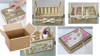 Super Useful out of Waste Cardboard Box ! 5 Easy Jute Craft Ideas