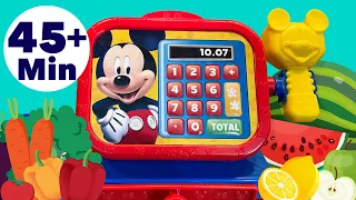 Learning with MICKEY MOUSE | Count & Add Numbers on Toy Register | Learn Colors of Fruits & Veggies