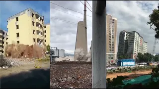 Top Video 3minutes:Construction Demolitions With Industrial Explosive for destroy old building #5