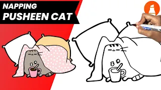How to draw Napping pusheen cat | sleeping cat drawing | pusheen drawing - Andy Art Hub