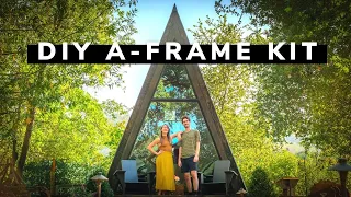 TINY 100sqft DIY A-FRAME CABIN TOUR! (Swapping Van Life for a Cabin?)