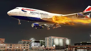 Boeing 747 Catches Fire Just After Takeoff in Los Angeles | Emergency Over the Atlantic Ocean