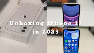 iphone 11 unboxing in 2023 128gb white + camera test (great camera shots)