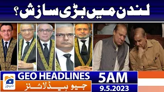 Geo News Headlines 5 AM - 𝐁𝐢𝐠 𝐜𝐨𝐧𝐬𝐩𝐢𝐫𝐚𝐜𝐲 𝐢𝐧 𝐋𝐨𝐧𝐝𝐨𝐧 | 9th May 2023