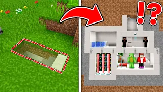 How JJ and Mikey Built a SECRET UNDERGROUND BASE in Minecraft - Maizen BUILD CHALLENGE