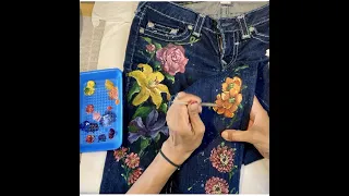 Painting Flowers on Jeans