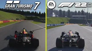 F1 22 vs Gran Turismo 7 Circuit de Spa-Francorchamps Graphics Comparison (Xbox Series X vs PS5)