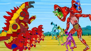 Godzilla, Shin, Kong vs EVOLUTION OF TITAN SIREN HEAD Swallow ALL [HD] | Godzilla Cartoon Funny