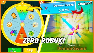 F2P got the STRONGEST weapon *DEMON SWORD* from Daily Wheel in Weapon Fighting Simulator | Roblox