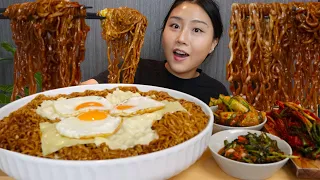 ENG) Jjapaghetti Korean black bean noodles with Cheese🧀 MUKBANG real sound asmr eating