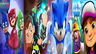 Subway Surfers Seattle VS SONIC DASH VS PJ Masks: Super City Run VS Ben 10: Up to Speed Gameplay HD