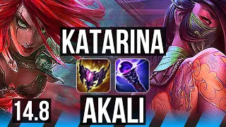 KATARINA vs AKALI (MID) | 74% winrate, 8 solo kills, 58k DMG | BR Master | 14.8