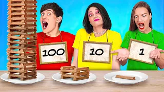 DESAFIO DE 100 CAMADAS! || Comer Apenas Alimentos Saudáveis, por 123 GO! GOLD