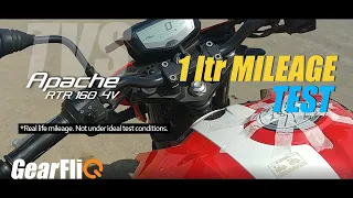 TVS Apache RTR 160 4V 1Ltr Mileage Test | GearFliQ