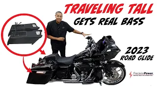 Traveling Tall gets some real BASS on his 2023 Harley Road Glide with Precision Power Drop in Subs!