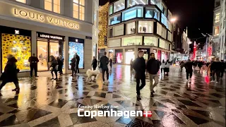 Copenhagen City Evening Walk, January 2023, 4k HRD Walking Tour, Tourist Attractions #denmark