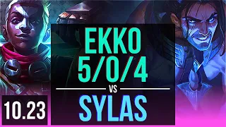 EKKO vs SYLAS (MID) | 5/0/4, 1900+ games, 1.0M mastery | KR Grandmaster | v10.23