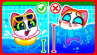 Safety Rules in the Pool🛟🌊 Funny Toddler Cartoon With Cats🌟 Purr-Purr Stories