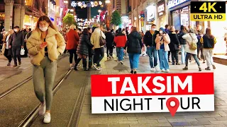 Istanbul Taksim Istiklal Street Night Life Walking Tour - 4K 60FPS