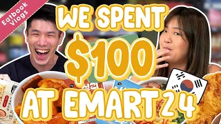 We Spent $100 At This New Korean Mart - EMART24!