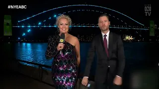 Bluey,Bingo,Bandit and Chilli have a danceoff at Sydney Harbour Bridge for the 2023 Years Ever Party