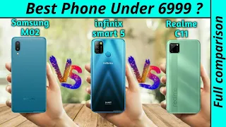 Samsang M02 Vs infinix smart 5 Vs Realme C11 Full comparison & best phone under 6999