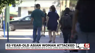 82-year-old Asian woman sprayed with mace, beaten with stick in downtown Las Vegas