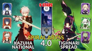 New 4.0 Spiral Abyss│Kazuha National & Tighnari Spread |Floor 12 - 9 Stars| Genshin Impact