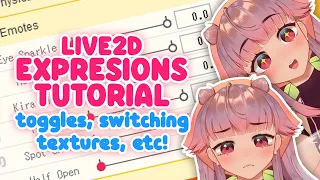 Live2D Cubism Expressions Tutorial - toggles, switching textures, stickers [2D VTuber Model Avatar]