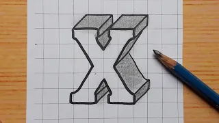 Simple 3d Drawing Letter X /How To Draw Capital Alphabet Easy For Beginners #shorts